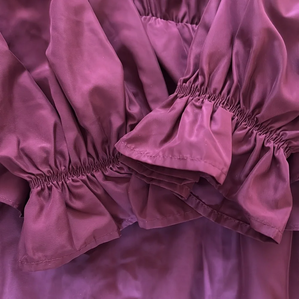 NWT Marie Oliver mini Umbra Burgundy Maroon taffeta belted dress size S - Picture 9 of 9